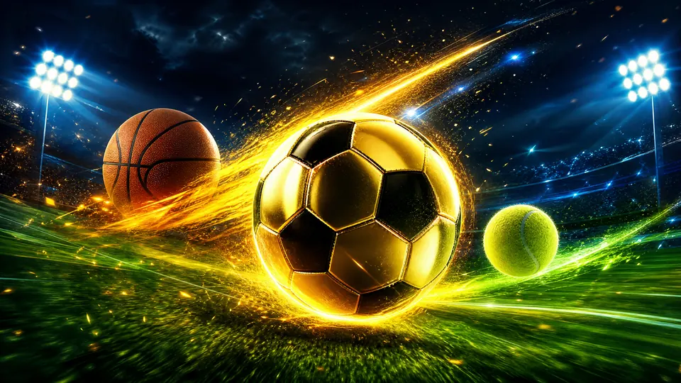 Bola emas di stadion dengan lampu sorot